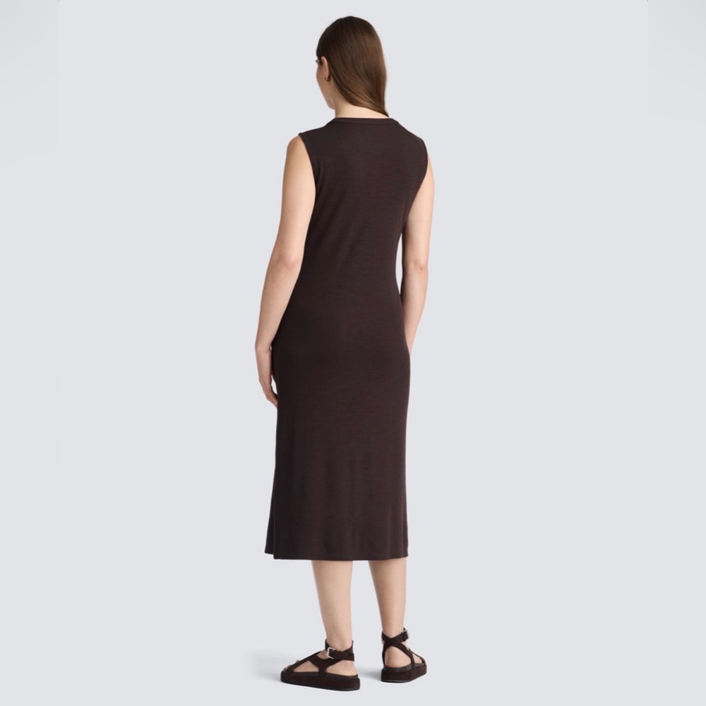 Unbound Merino Women's Rib Knit Merino Sleeveless Dress Size Small In Espresso - Picture 2 of 9